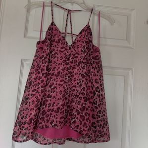 Pink Leopard flowy tank top
